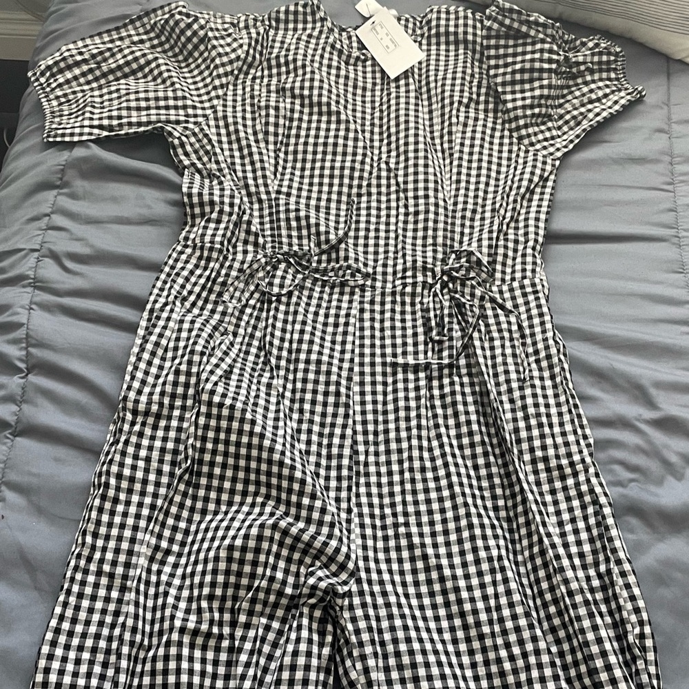 Asos Black Plaid Jumpsuit